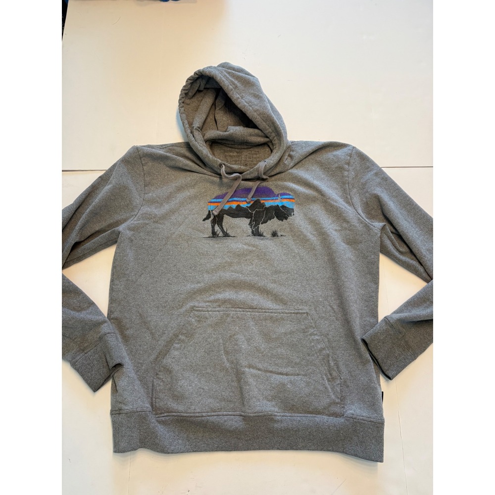 Patagonia Mens Uprisal Hoody Grey Fitz Roy Bison Graphic Sweatshirt L 39582FA19
